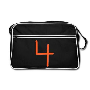 4 Number four number orange birthday - Retro Bag - black/white - Front