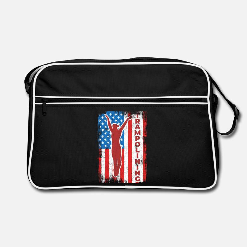 Trampoline jumping USA flag Retro Bag