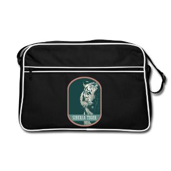 Bengalischer Tiger Porträt Aufnäher: Indische Fauna - Retro Tasche - Schwarz/Weiß - Vorne