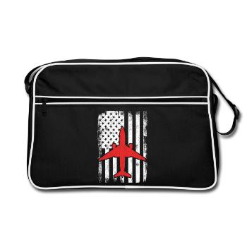 USA Patriotic Airplane Lover - Retro Bag - black/white - Front