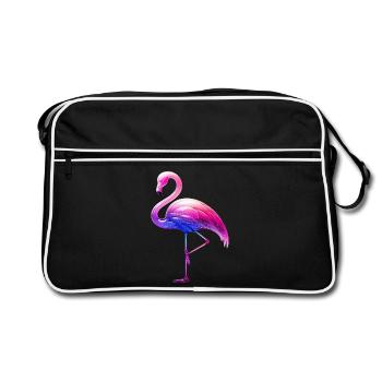 Rosa Flamingo - Retro Tasche - Schwarz/Weiß - Vorne