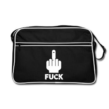 Middle Finger Vibes - Retro Tasche - Schwarz/Weiß - Vorne