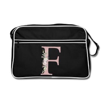 F Monogram, Floral, Personnalisable - Sac Retro - noir/blanc - Devant