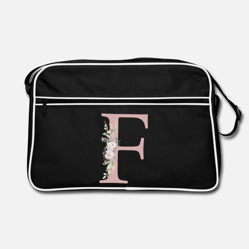 F Monogram, Floral, Customizable Retro Bag