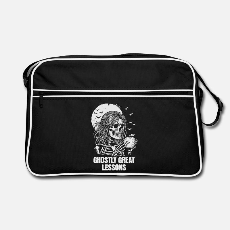 Funny Teacher Skeleton Halloween Classroom - Retro Tasche - Schwarz/Weiß