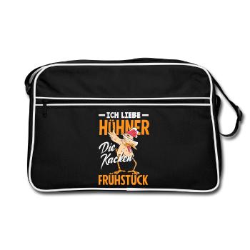 J’adore les poulets – ils font caca au petit-déjeuner - Sac Retro - noir/blanc - Devant