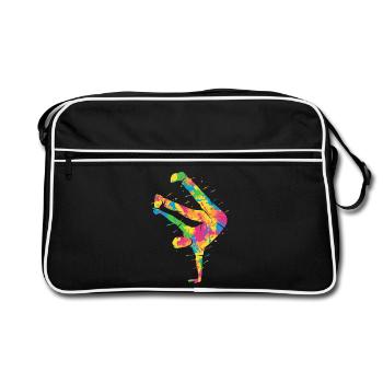 Breakdancing Bunt Breakdancer Jungen Breakdance - Retro Tasche - Schwarz/Weiß - Vorne