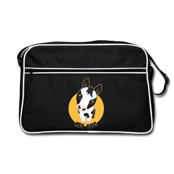 Horse Cartoon "Hey You" - Retro Bag - black/white - Front