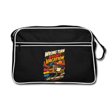 Wrong Turn Right Vacation Roadtrip Humor - Retro Bag - black/white - Front