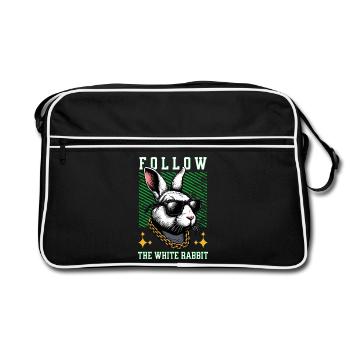 FOLLOW THE WHITE RABBIT - Retro Tasche - Schwarz/Weiß - Vorne