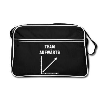 Team Aufwärts (Erfolg / Fortschritt / White) - Retro Tasche - Schwarz/Weiß - Vorne