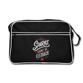 Schweißerhumor – Sparks Count as Feedback - Retro Tasche - Schwarz/Weiß - Vorne