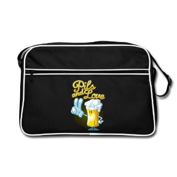 Pils and love toon - Retro Tasche - Schwarz/Weiß - Vorne