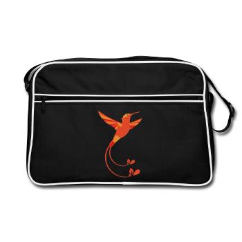 Fire colors Hummingbird - Retro Bag - black/white - Front