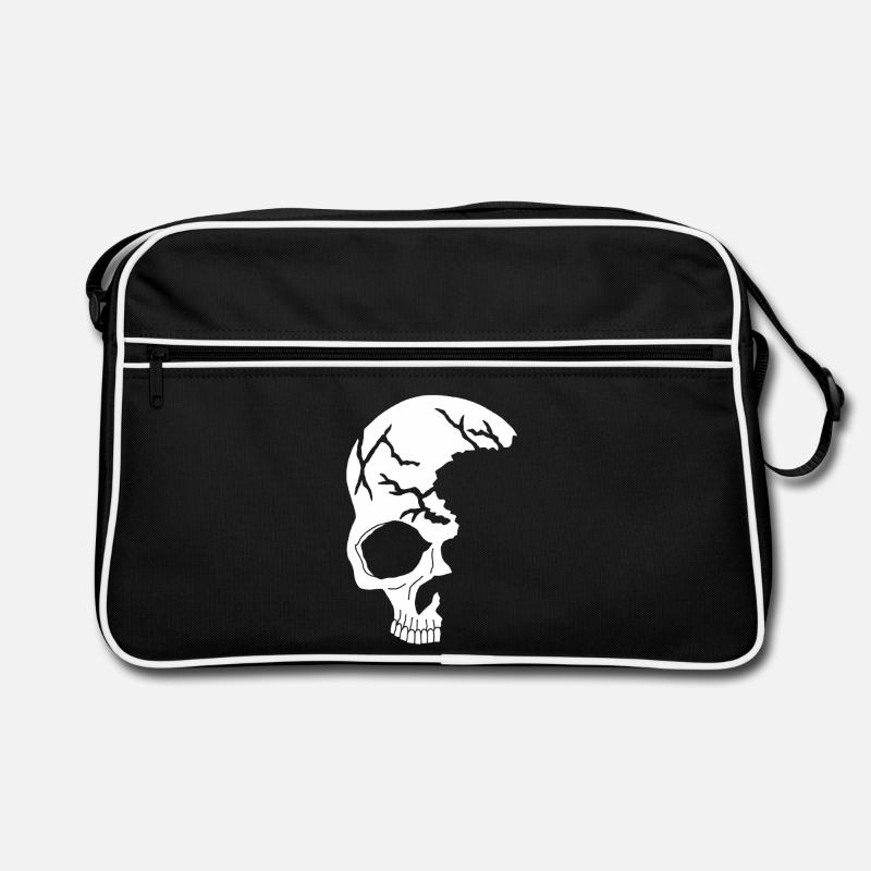 weißer Halbschädel - Retro Tasche - Schwarz/Weiß