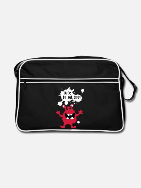 Monster Cool Comics Quotes Funny Fun - Retro Bag - black/white - Front