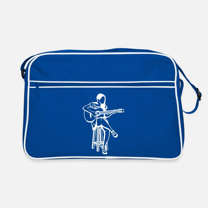 Gitarre Mädchen Zeichnung Retro Tasche