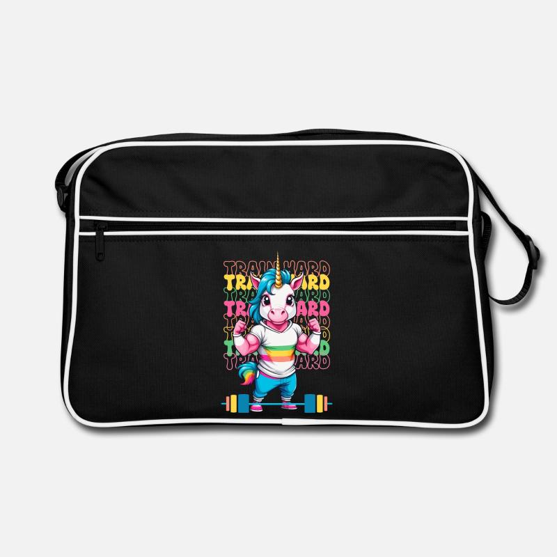 Bodybuilder Einhorn Retro Tasche