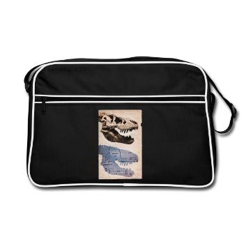 Fossile de dinosaure de crâne vintage T-Rex Tyrannosaurus - Sac Retro - noir/blanc - Devant
