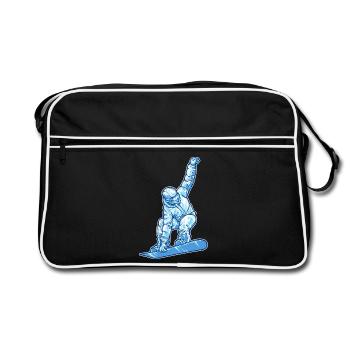 Schifahren Wintersport Eishockey Winter Skifahrer - Retro Tasche - Schwarz/Weiß - Vorne