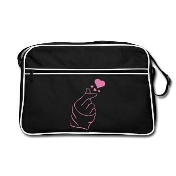 Finger heart k-pop K-drama 2 colors - Retro Bag - black/white - Front