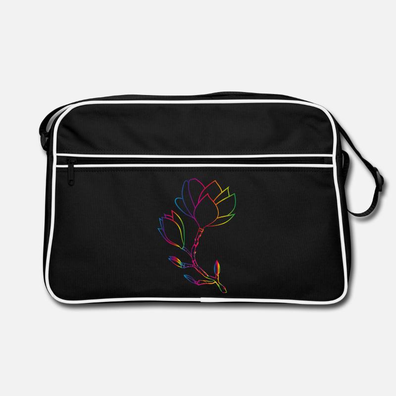 Colorful Magnolia Line Drawing Modern Retro Bag