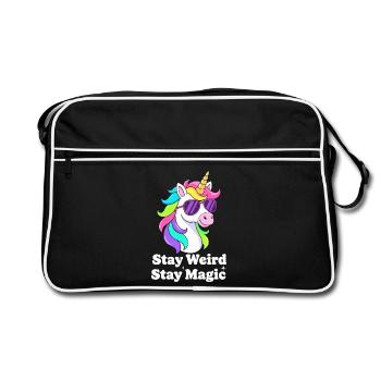 Colorful unicorn with sunglasses - Retro Bag - black/white - Front