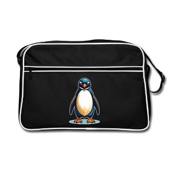 Cool Penguin – Cute, Cheeky and Sympathetic - Retro Bag - black/white - Front