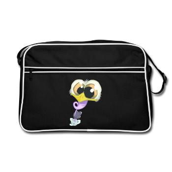 Weltraumstraußen - Retro Tasche - Schwarz/Weiß - Vorne