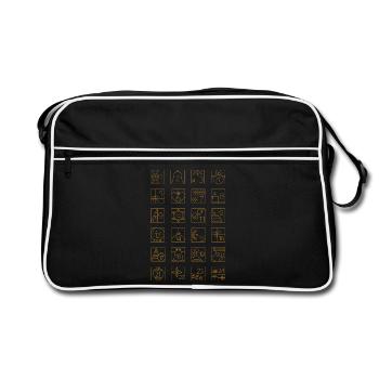 Adventskalender Gold Kariert Geometrisches Muster - Retro Tasche - Schwarz/Weiß - Vorne