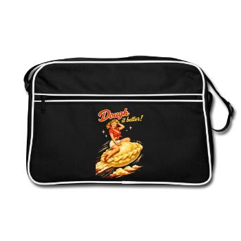 Pelmeni Pin-Up: Dough it better! Retro Grafik - Retro Tasche - Schwarz/Weiß - Vorne