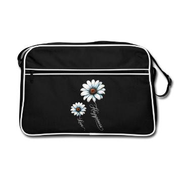 Marguerites Bleues Bonheur et Amour - Sac Retro - noir/blanc - Devant