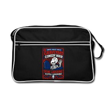 Graveyard Comedy Hour Skeleton Humor - Retro Bag - black/white - Front
