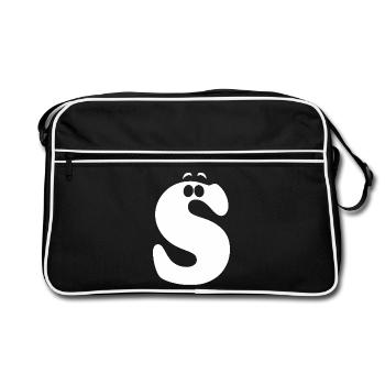 Impression de style S grand | Lettre S : logo drôle de S - Sac Retro - noir/blanc - Devant