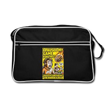 I Paused My Game – Gamer Parents Horror Humor - Retro Bag - black/white - Front