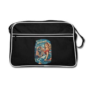 Rockabilly Pin-Up Girl: 50s Diner & Jukebox - Retro Tasche - Schwarz/Weiß - Vorne