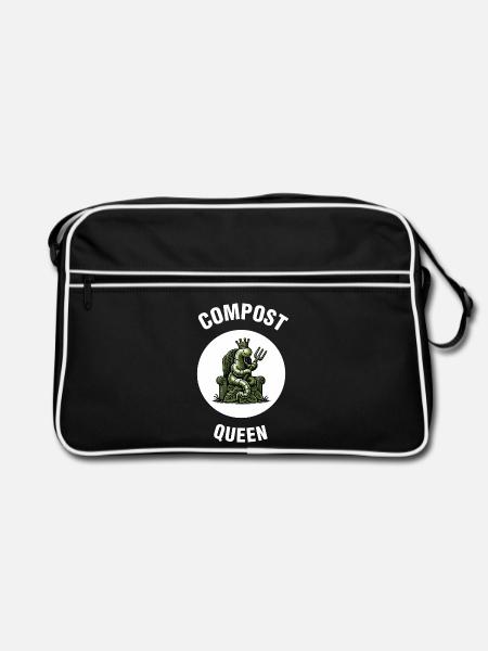 Compost Queen Regenwurm-Garten - Retro Tasche - Schwarz/Weiß
