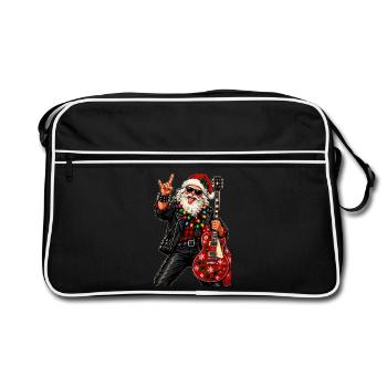 Santa Rock Weihnachtsgitarre - Retro Tasche - Schwarz/Weiß - Vorne