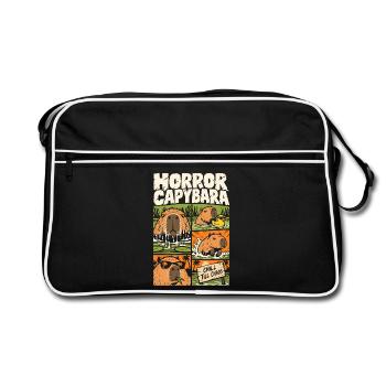 Horror Capybara – Chill Till Chaos Comic - Retro Tasche - Schwarz/Weiß - Vorne