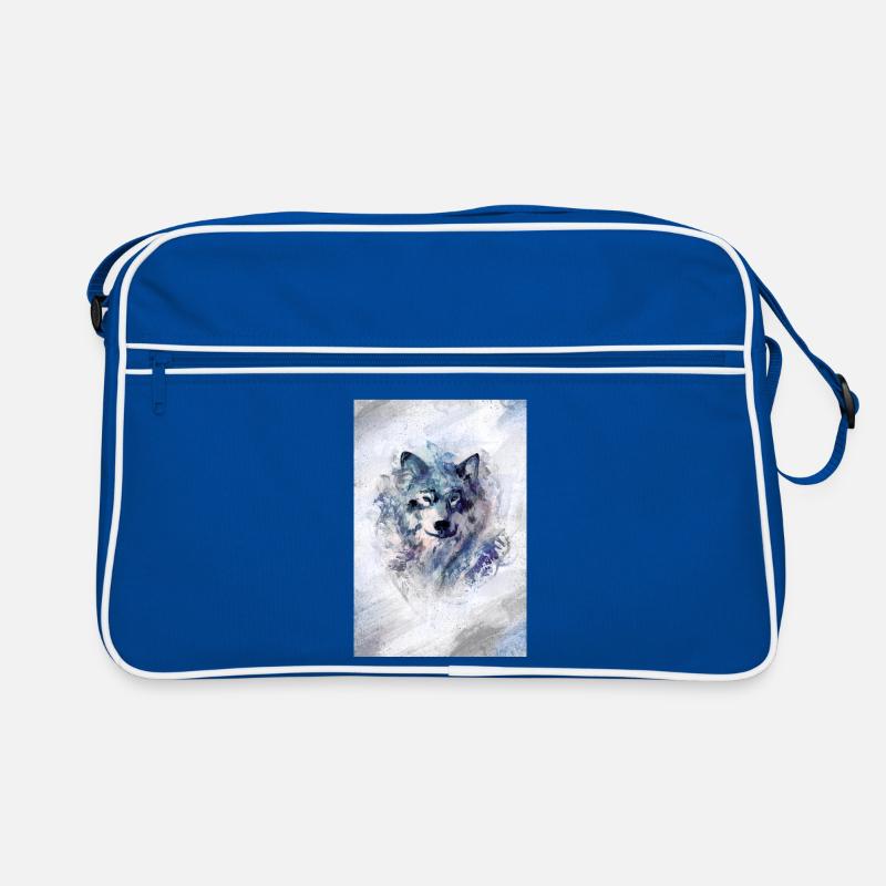 Wolf im Schneesturm grey Version Retro Tasche
