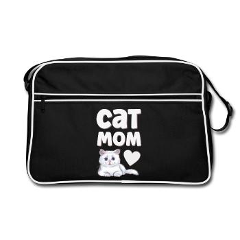 Katze Katzen - Retro Tasche - Schwarz/Weiß - Vorne