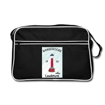Wangerooge, Alter Leuchtturm, Nordsee, Poster - Retro Tasche - Schwarz/Weiß - Vorne