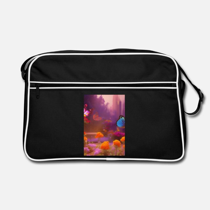 Fleurs et papillon Sac Retro