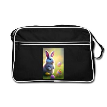 Lapin de Pâques avec œufs de Pâques - Sac Retro - noir/blanc - Devant
