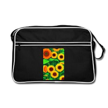 Sonnenblumen - Retro Tasche - Schwarz/Weiß - Vorne