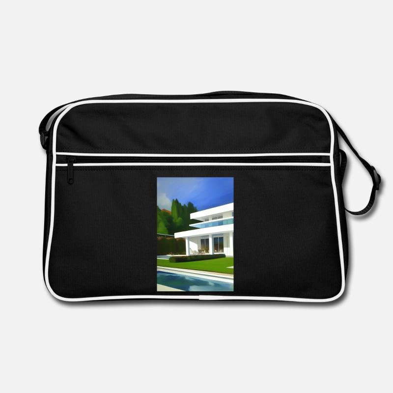 Weiße Villa mit Pool Retro Tasche