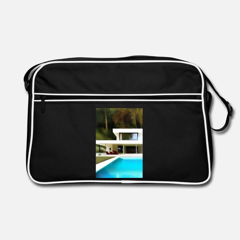 Weiße Villa mit Pool Retro Tasche
