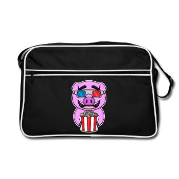 Popcorn Cinema Pig Movies Movie Movie Night - Sac Retro - noir/blanc - Devant