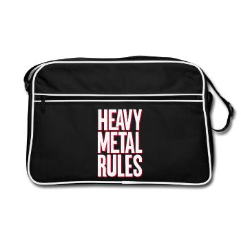 Heavy Metal Rules - Retro Tasche - Schwarz/Weiß - Vorne