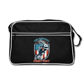 Heute Hase, morgen weg: Die pelzige Football-Wut - Retro Tasche - Schwarz/Weiß - Vorne